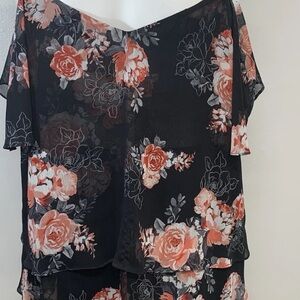 Torrid Pink Asymmetrical Ruffled Sleeveless Blouse